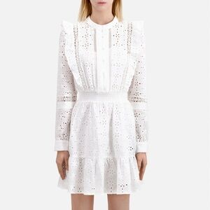 NWT | The Kooples | White Eyelet Embroidered | Long Sleeve | Mini Dress